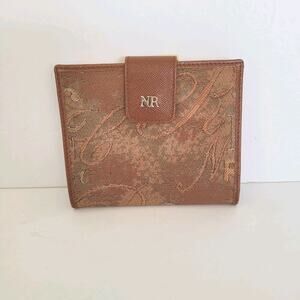 Nina Ricci Brown Wallet Compact Kisslock Bifold Retro Vintage Made Spain Designe